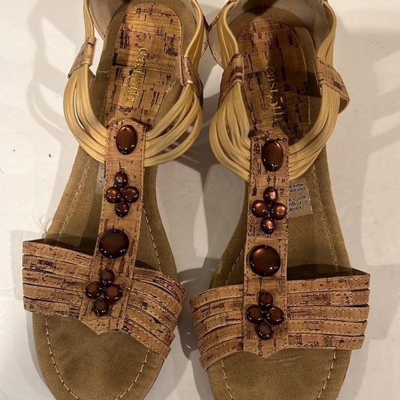 EAST 5th size 9 about 2 inch wedge sandals with embellishment and elastic - Picture 1 of 12